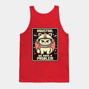 Houston We Have a Problem Funny Cat Tank Top